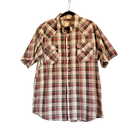 Vintage Ash Creek Trading Sz M Plaid Pearl Snap Shirt Western Work Wear - Picture 1 of 10